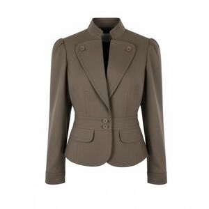 TRINA TURK ✘ Wool Lapel Button Blazer Lightweight Feminine Suit Jacket, Brown, S